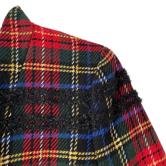 J. Crew Tartan Festive Stewart Wool Blend Red Going Out Blazer size 0 - Picture 4 of 9